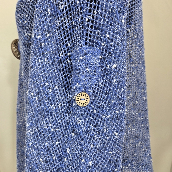 ⭐️Lulu-B Blue Knit Open Cardigan With Coconut Buttobs Size L - Picture 4 of 5